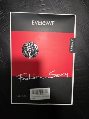 EVERSWE Fashion Sexy Lace Tights - Black & Red Packaging